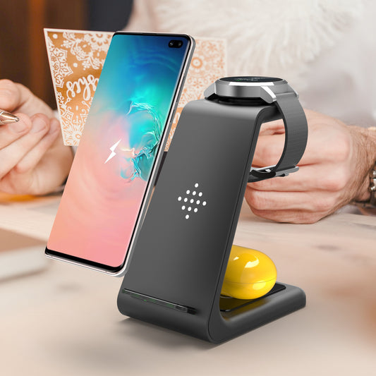 3-in-1 Fast Wireless Charging Station – Phone, Watch, Earbuds